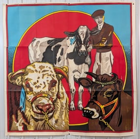 Giant Nearly 7ft Early Cattle Dairy Show 4-Piece Fair Banner / Poster