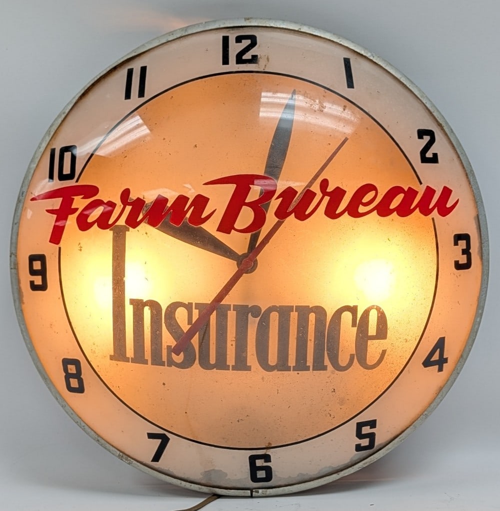 Vintage Farm Bureau Insurance Lighted Double Bubble Clock (1 of 12)