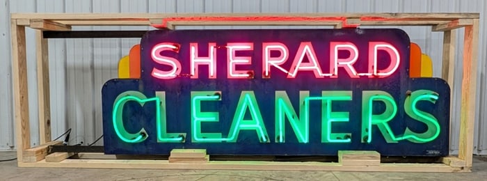 Nearly 8ft Vintage DSP Shepard Cleaners Neon Advertising Sign
