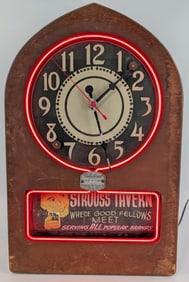 Early Telechron Cathedral Style Neon Rotating Advertising Clock