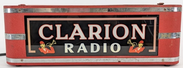 Vintage Clarion Radio ROG Lighted Countertop Art Deco Style Sign By NPI