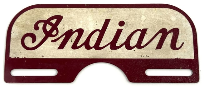 Original Vintage Indian Motorcycles Dealer License Plate Topper