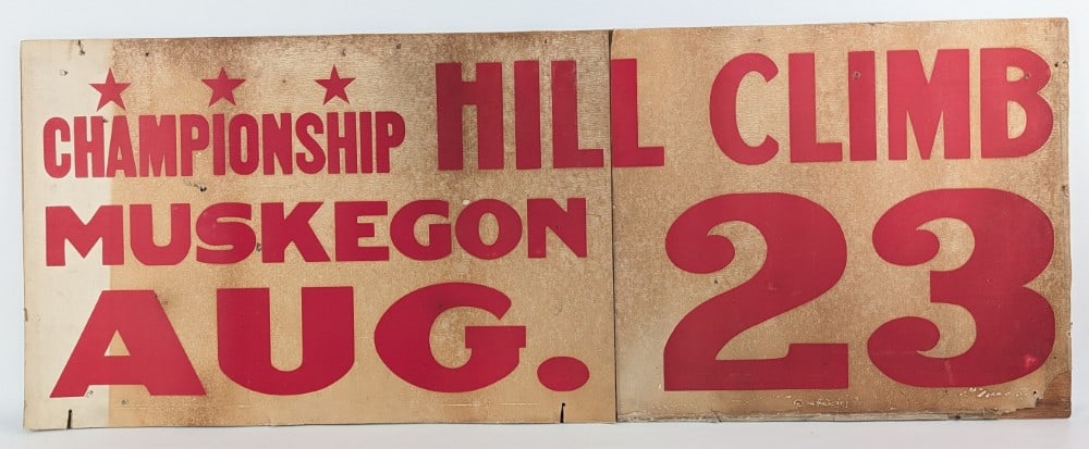 4-1/2ft Vintage Muskegon Motorcycle Championship Hill Climb Sign (1 of 9)