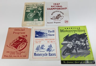 1930s-1940s Motorcycle Racing Programs & More