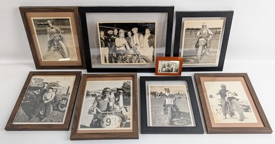 Collection Of Original Period 1940s-1950s Motorcycle Racing Framed Photographs