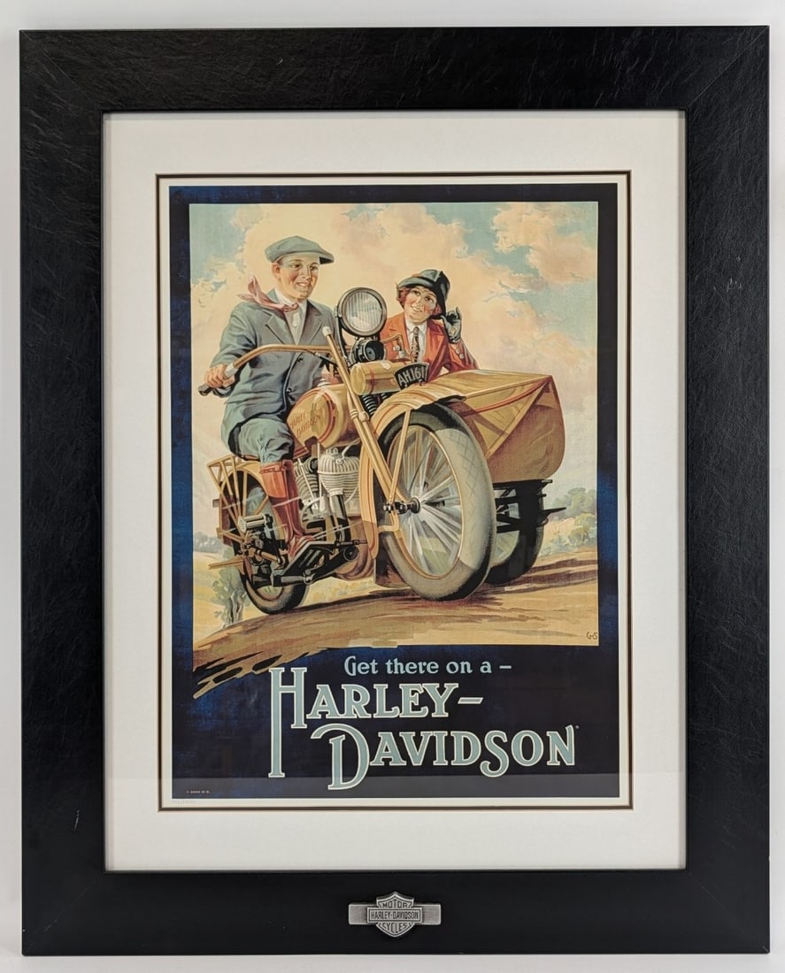 Framed Harley-Davidson Motorcycle Dealership "The Two-Cam Twin" Archive Print: Framed Harley-Davidson Motorcycle Dealership "The Two-Cam Twin" Archive Print