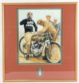 David Uhl Harley Davidson " Back From The Boards"  Roman Canvas Giclee Signed 32/99