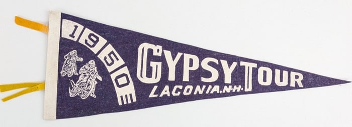 1950 Motorcycle Gypsy Tour Laconia Motorcycle Racing Felt Pennant