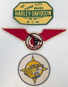 3) Original 1940s-1950s Motorcycle Patches / Indian / Harley / Dodge City