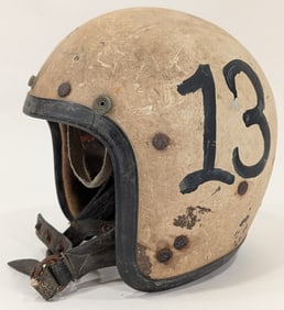 Vintage Motorcycle / Auto Racing Helmet No.13 / Skull & Crossbones