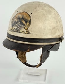 Vintage Racing Helmet w Period Custom Monster Paint Job / Motorcycle / Auto Racing