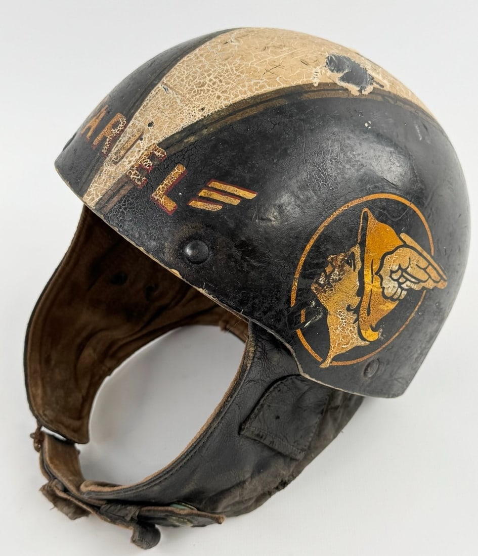 Early Ariel Motorcycle Racing Helmet w Period Custom Paint Job / Cromwell (1 of 18)