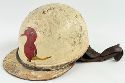 Vintage Cromwell Auto Racing Helmet w Period Custom Paint Job / Woodpecker