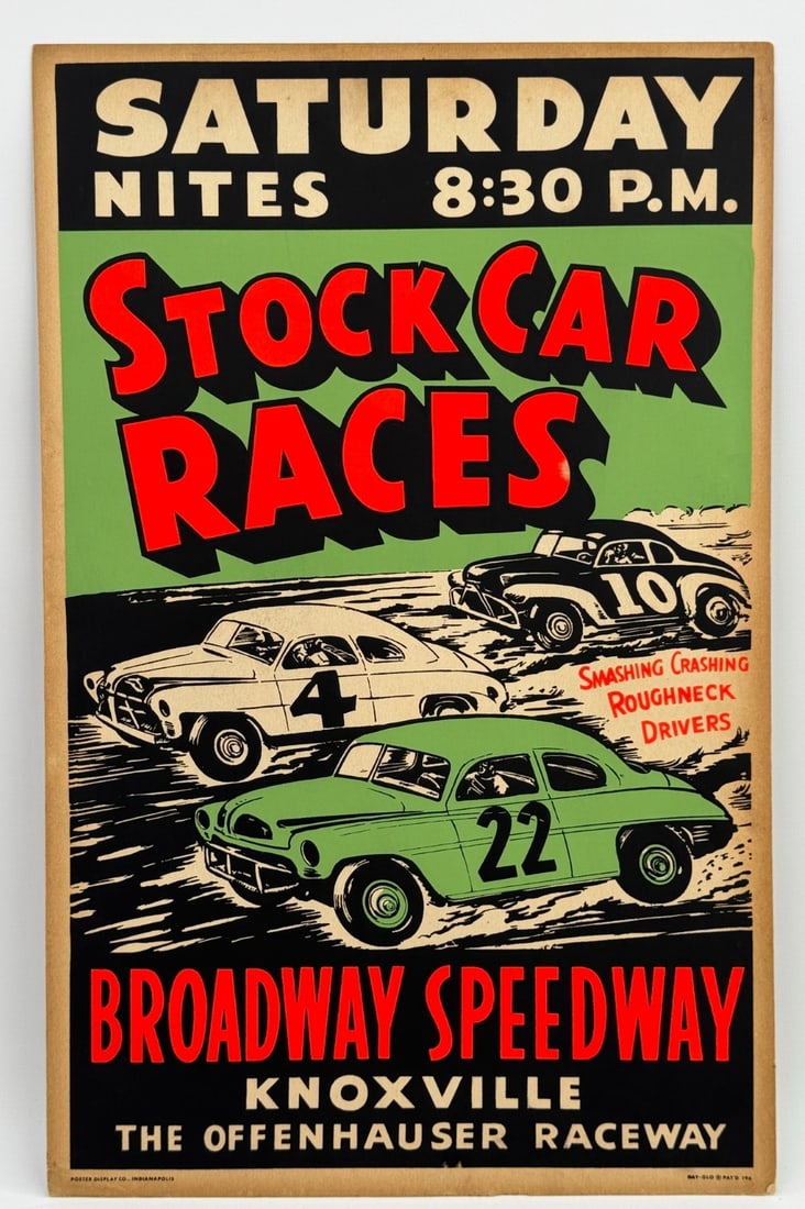 1960s Broadway Speedway Knoxville Offenhauser Raceway Stock Car Races Cardboard Sign / Poster (1 of 10)