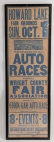 Large Early Howard Lake Fair Auto Races Poster