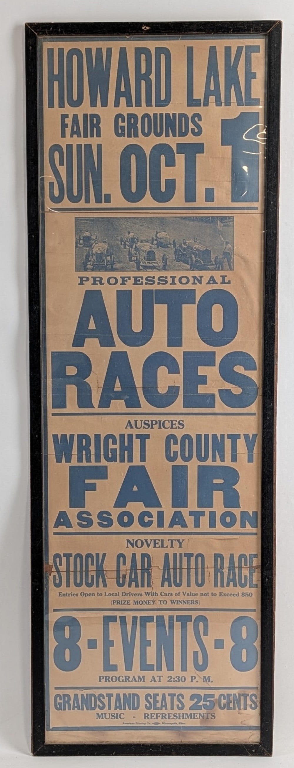 Large Early Howard Lake Fair Auto Races Poster (1 of 8)