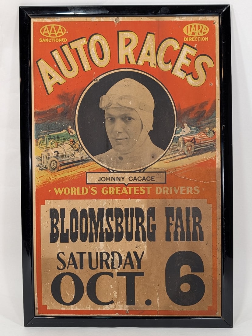 1928 Bloomsburg Fair Auto Races AAA Advertising Cardstock Sign (1 of 16)