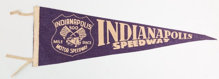 1930s-1940s Indianapolis 500 Speedway Felt Race Pennant