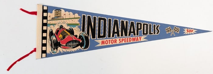 Vintage Indianapolis 500 Speedway Felt Racing Pennant