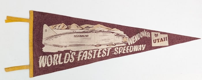Vintage Bonneville Speedway Salt Flats Land Speed Record Felt Pennant / Wendover Utah