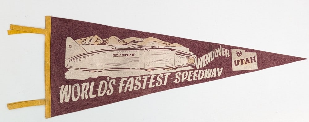 Vintage Bonneville Speedway Salt Flats Land Speed Record Felt Pennant / Wendover Utah (1 of 5)