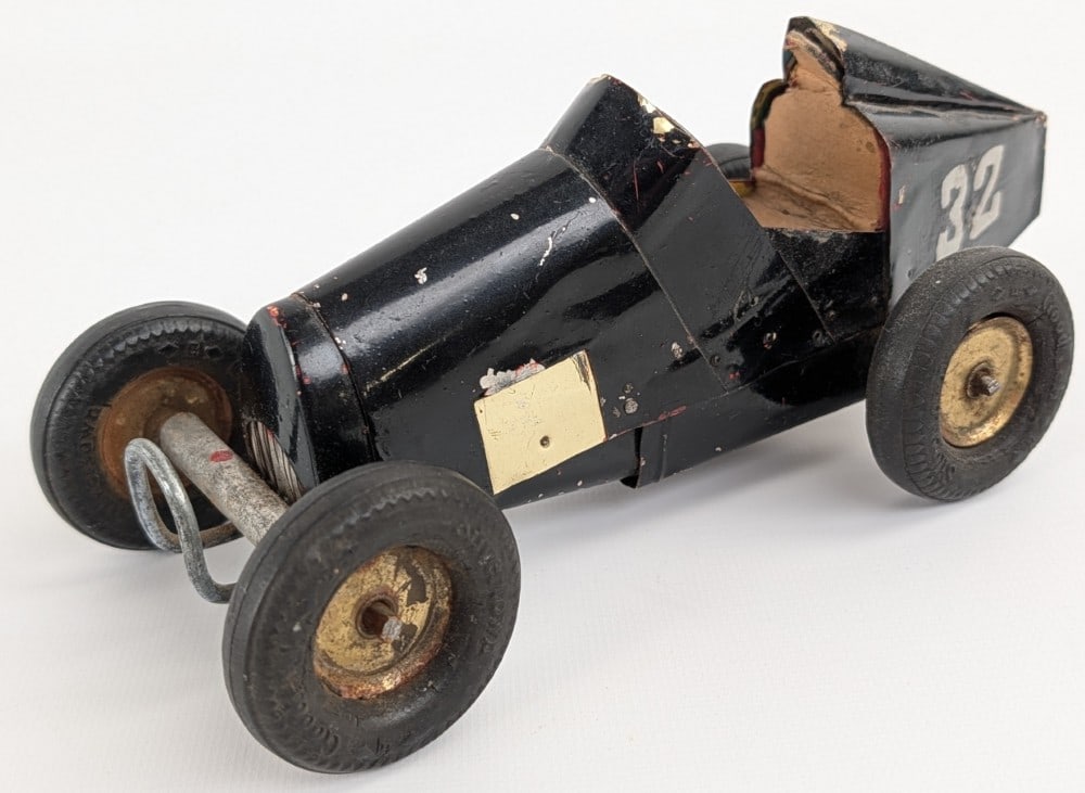 Vintage Folk Art Coffee / Tobacco Tin Wooden Racer / Race Car Toy (1 of 8)