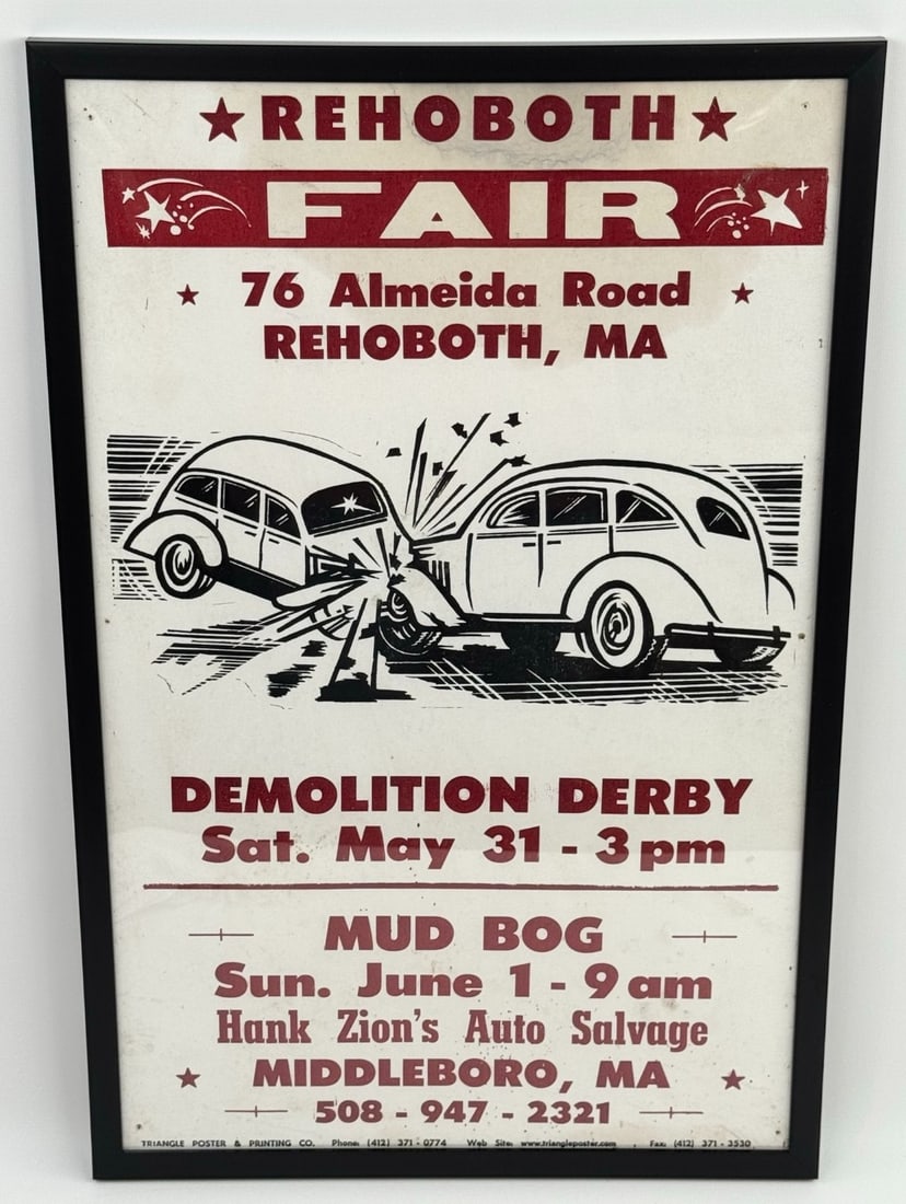 Mibbleboro Rehoboth Fair Demolition Derby Cardboard Advertising Sign / Poster (1 of 9)