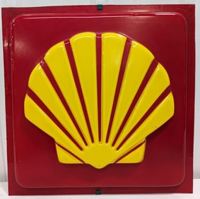 Vintage Shell Servic Station Embossed Plastic Advertising Sign