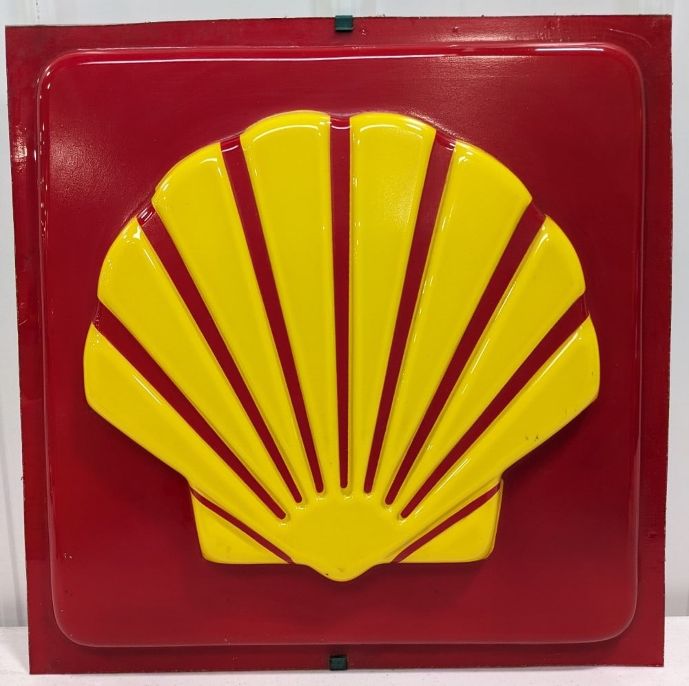 Vintage Shell Servic Station Embossed Plastic Advertising Sign (1 of 5)