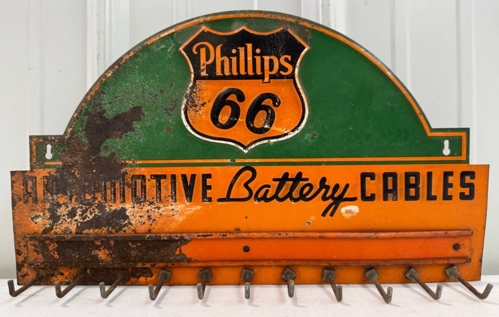 Vintage SST Phillips 66 Automotive Battery Cables Sign Rack (1 of 6)