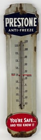 3ft Vintage SSP Prestone Anti-Freeze Embossed Thermometer Sign