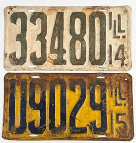 1914 & 1915 Illinois License Plates