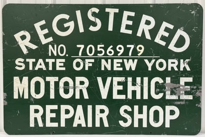 3ft Vintage DST New York Motor Vehicle Repair Shop Sign