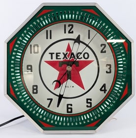 Custom Texaco Service Station Neon Spinner Clock