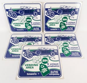 5) Vintage SST Gail Clean Aids Signs w/ Auto Graphics