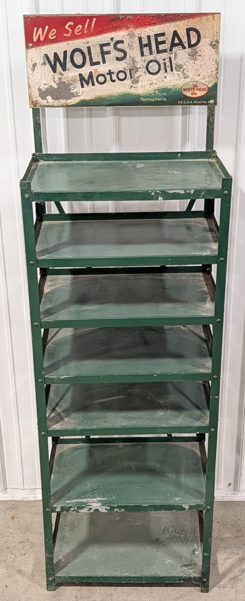 Vintage Wolf's Head Motor Oil Metal Display Rack (1 of 11)