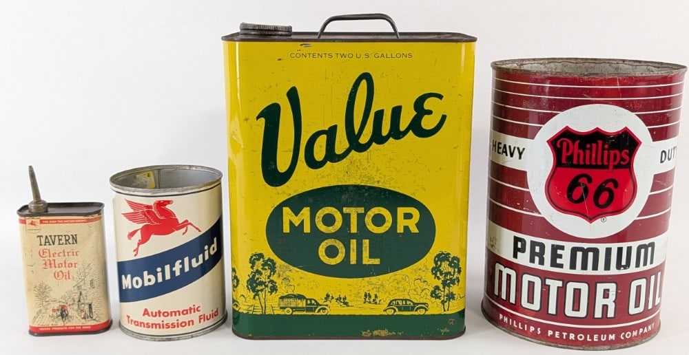Lot Of Vintage Oil Cans / Value / Phillips 66 / Mobil (1 of 7)