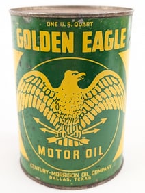 HTF Vintage Golden Eagle Motor Oil One Quart Metal Oil Can