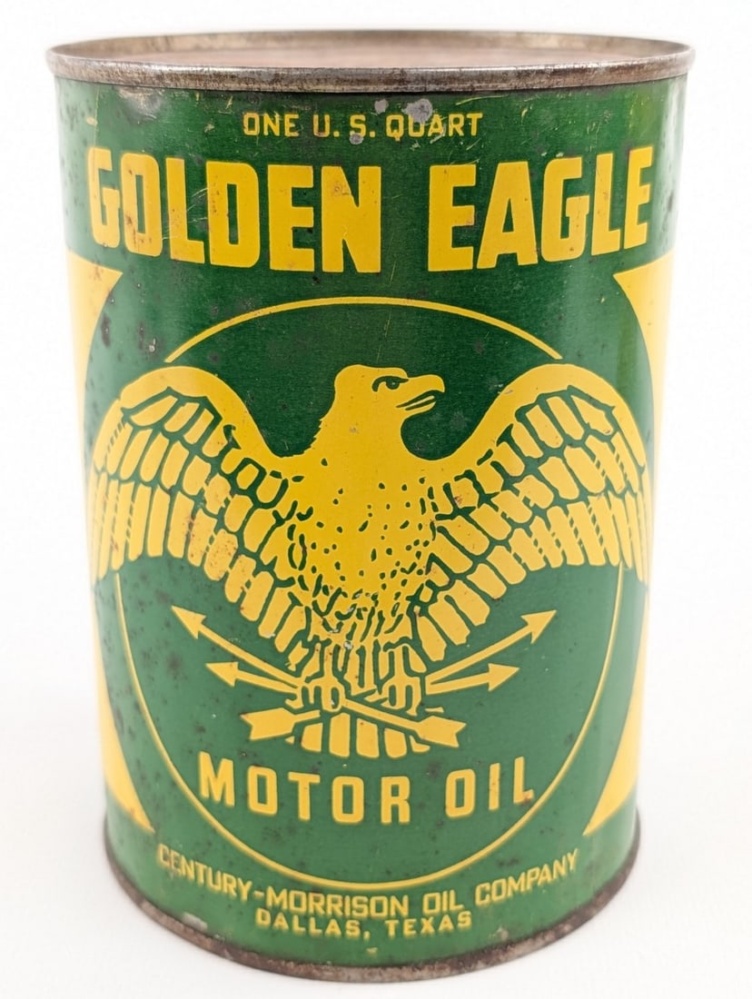 HTF Vintage Golden Eagle Motor Oil One Quart Metal Oil Can (1 of 9)
