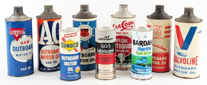 (9) Outboard Motor Oil & Marine Fuel Dryer Cans