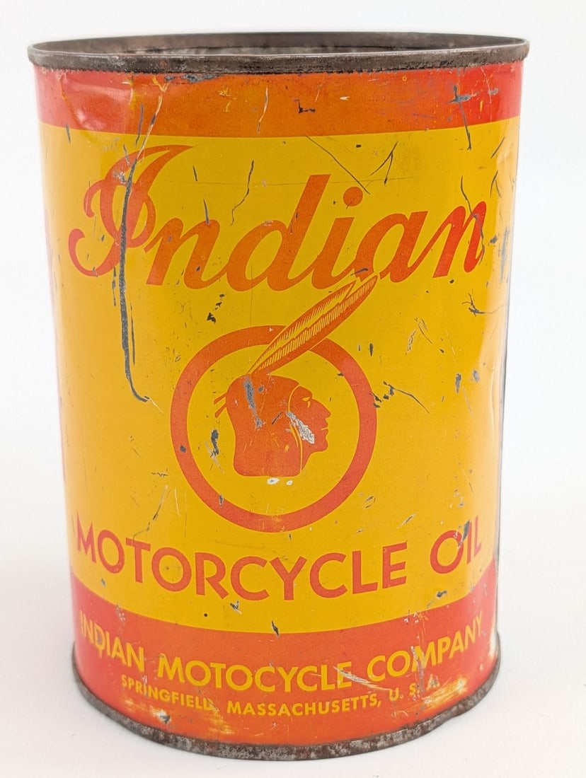 Vintage Indian Motorcycle Oil One Quart Metal Bullseye Can (1 of 6)