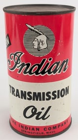 Full Vintage Indian Motorcycle Transmission Oil One Pint Metal Can