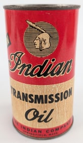 Full Vintage Indian Motorcycle Transmission Oil One Pint Metal Can