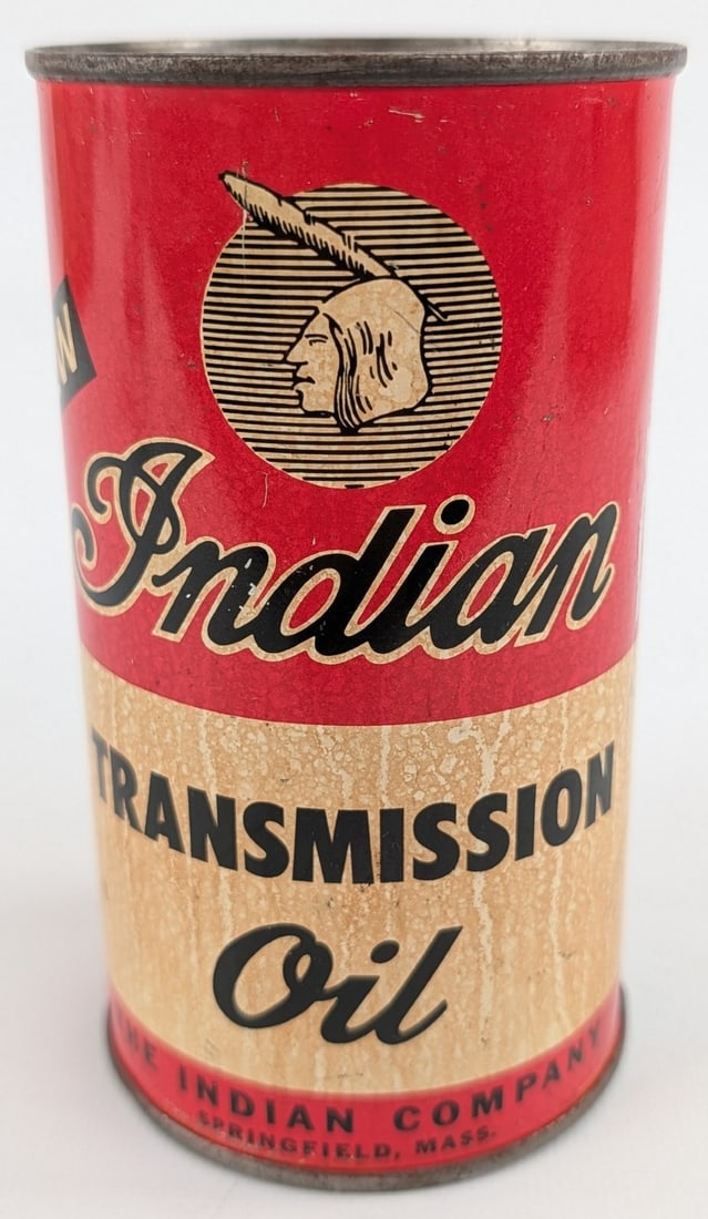 Full Vintage Indian Motorcycle Transmission Oil One Pint Metal Can (1 of 7)