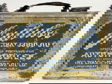 Early Autlubo Moore Oil Co. Gallon Automobile Motor Oil Can