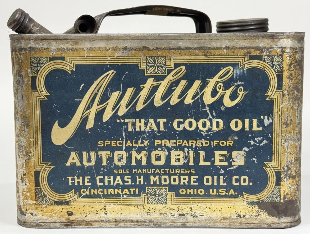 Early Autlubo Moore Oil Co. Gallon Automobile Motor Oil Can (1 of 7)