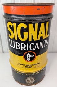 Rare Vintage Signal Lubricants Oil Drum / Oil Can w/ Black Stop Light Graphic