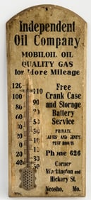 Early SSW Independent Oil Company Mobiloil Thermometer Sign