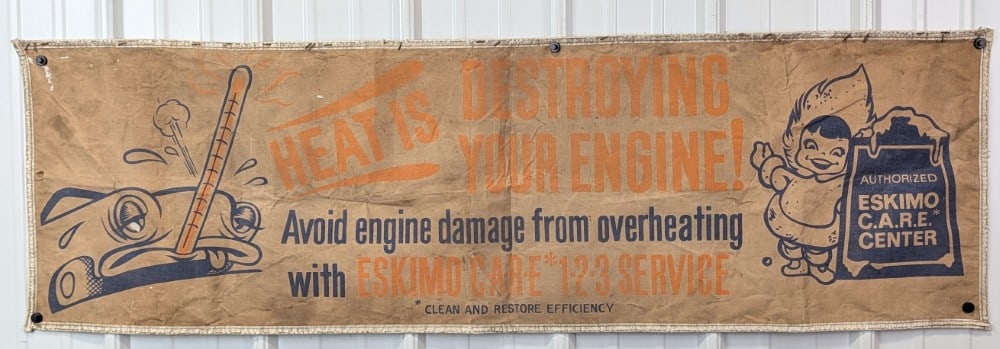 Vintage Eskimo Automotive Care Center Canvas Advertising Banner (1 of 7)