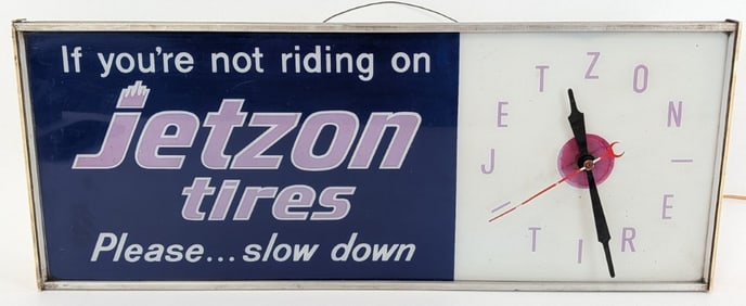 Vintage Jetzon Tires Lighted Advertising Clock